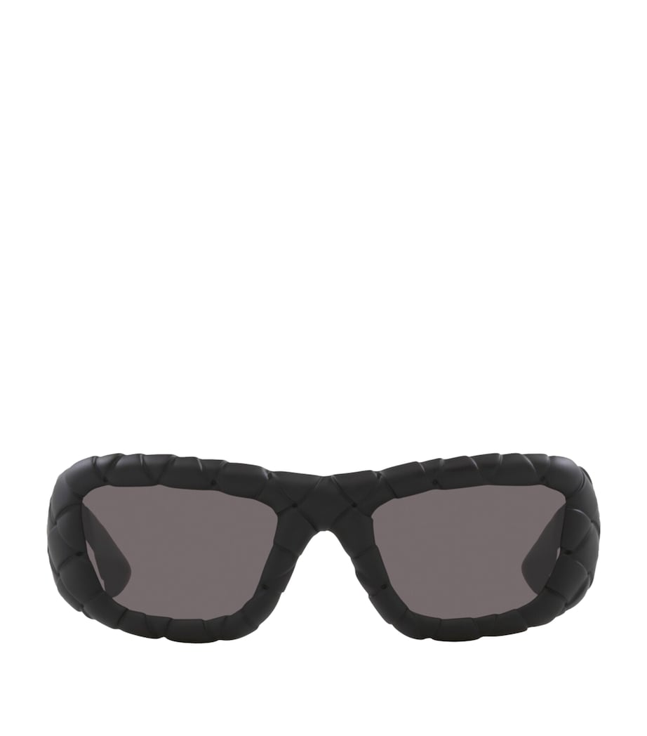 Black BV1303S Intrecciato Rectangular Sunglasses