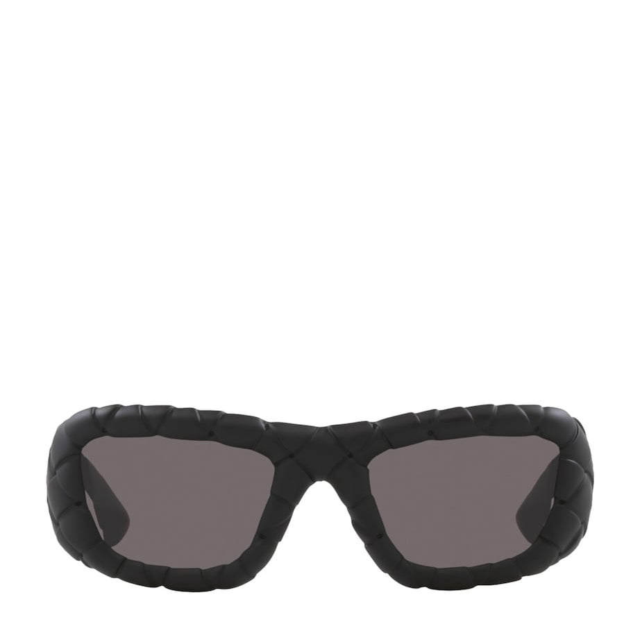 Black BV1303S Intrecciato Rectangular Sunglasses