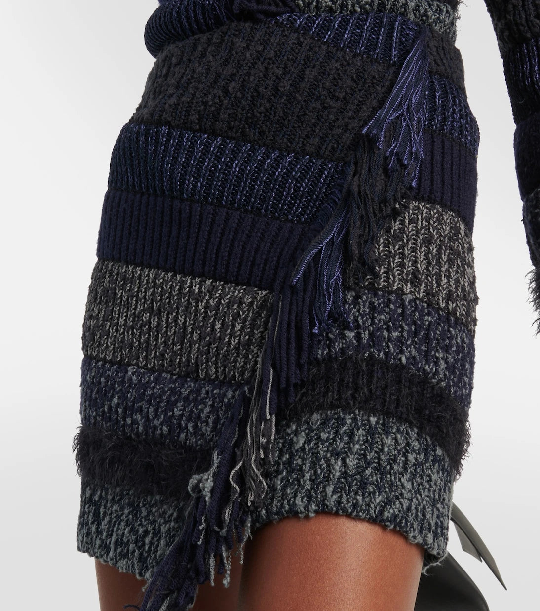 Acne Studios - تنورة قصيرة مخططة من مزيج القطن المحبوك