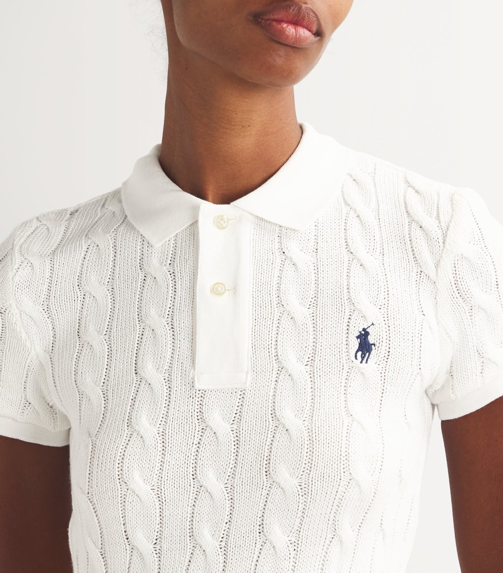 Polo Ralph Lauren White Cable-Knit Polo Shirt