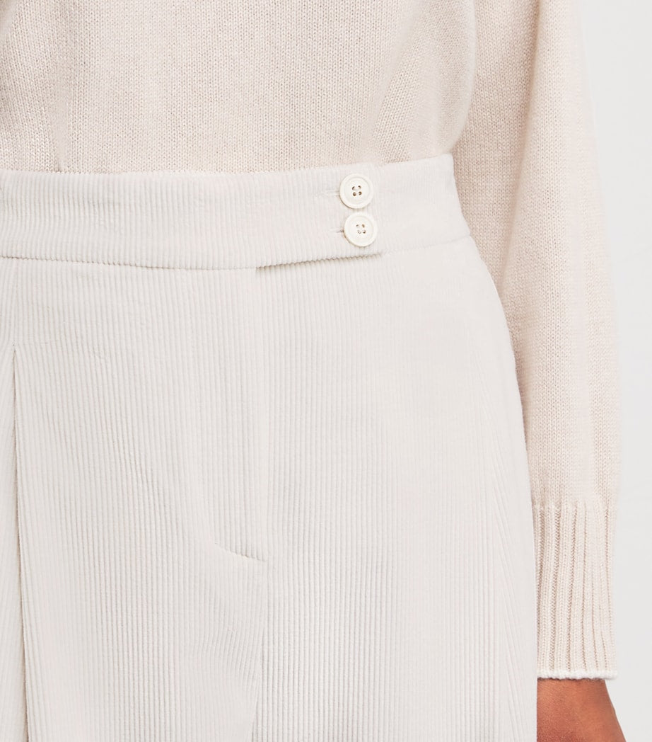 Eleventy White Cotton-Blend Corduroy Trousers