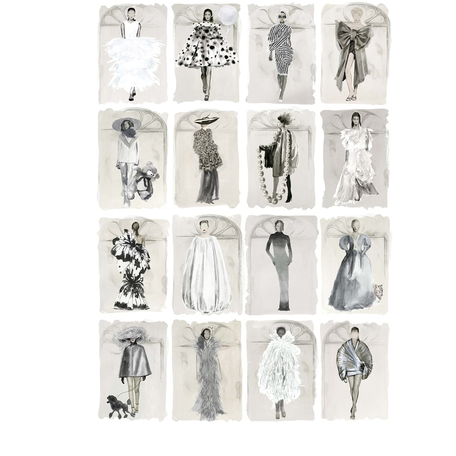 Cole & Son x Harrods Interior Design 175 Anniversary Edition Couture Carousel Window Wallpaper - Monochrome Pearl