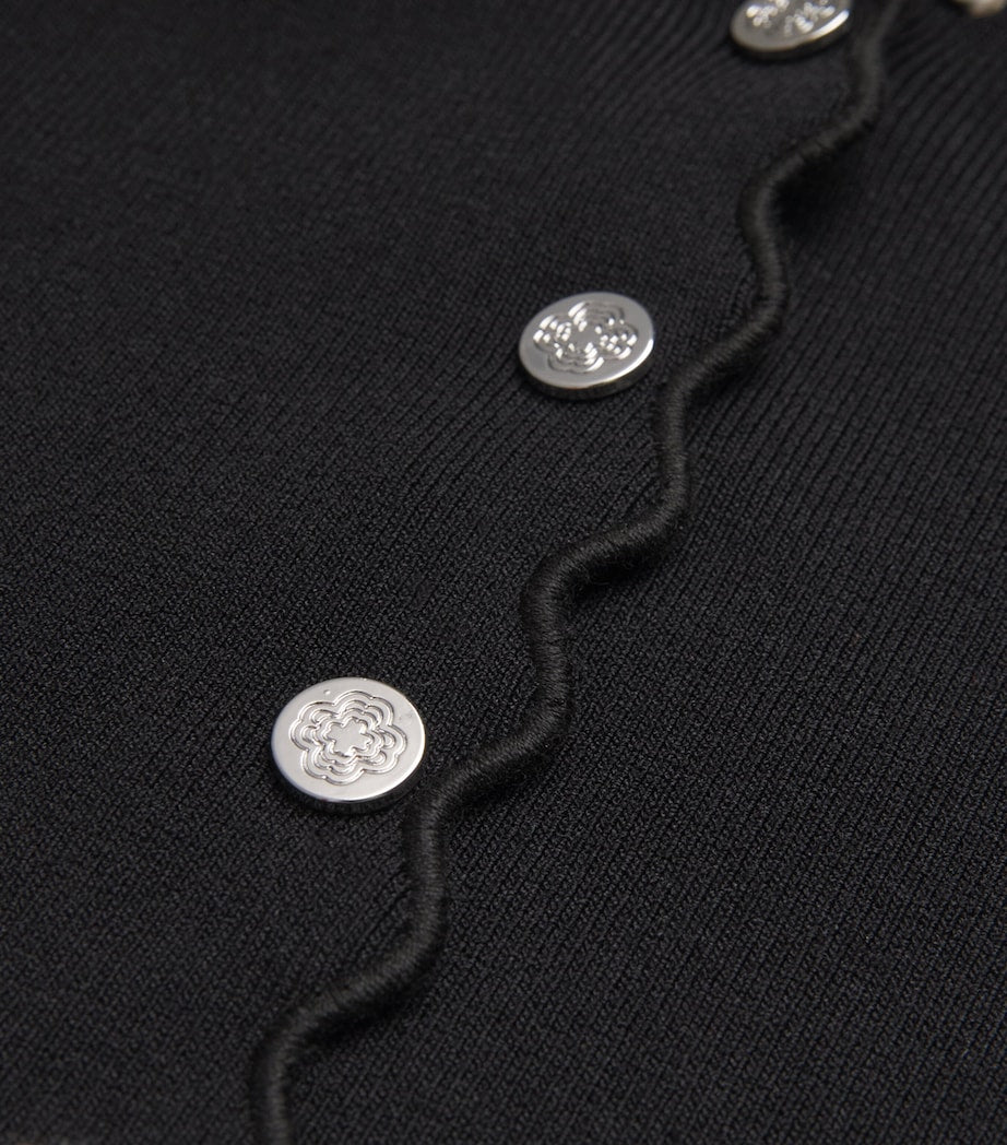 Maje Black Scalloped Eyelet Cardigan