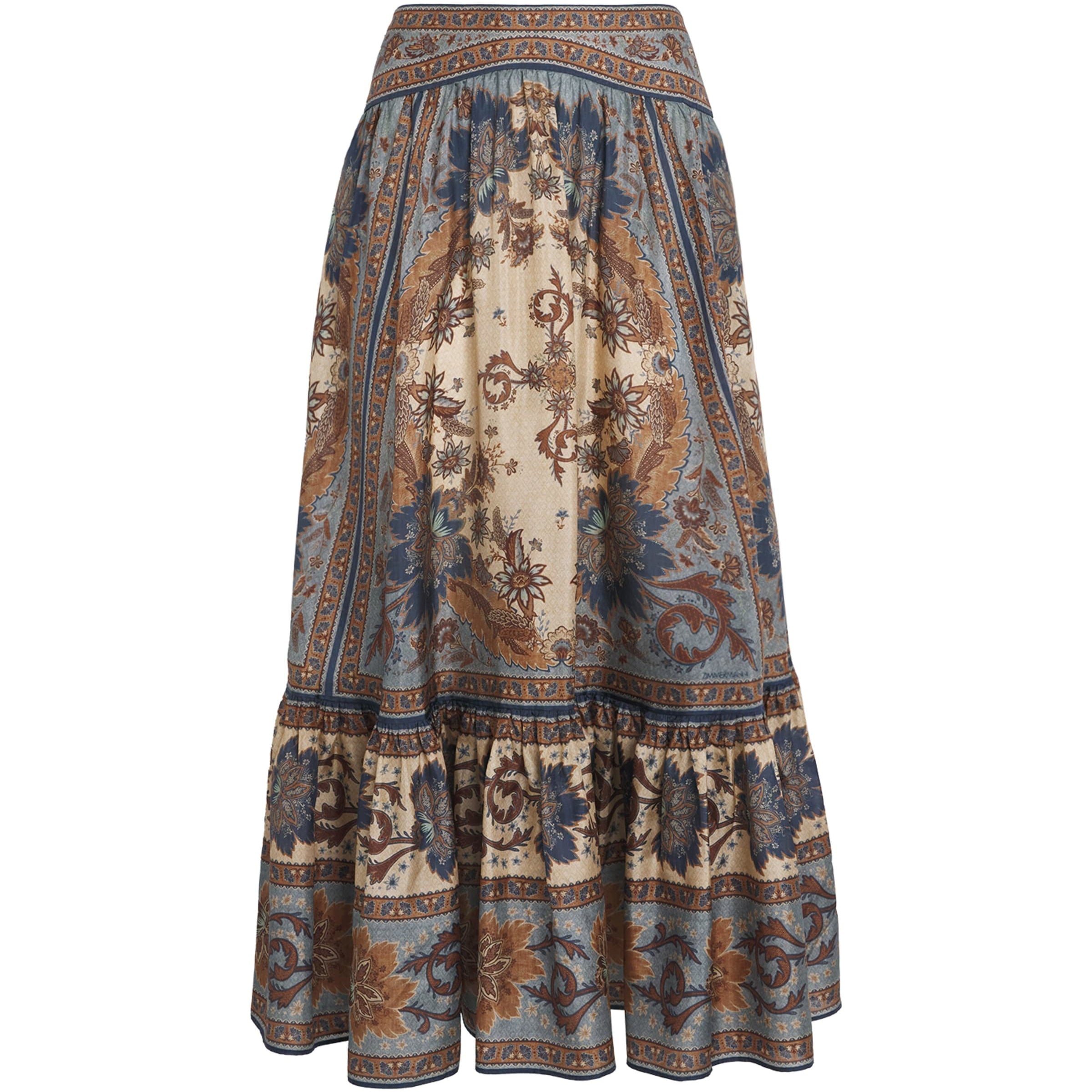 Multi Silk Floral Ascension Midi Skirt