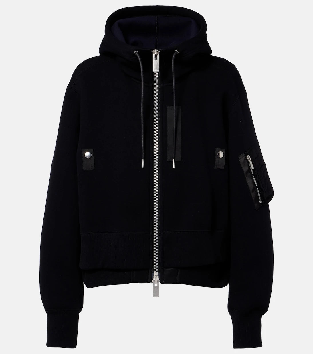 Sacai - Paneled cotton-blend zip-up hoodie