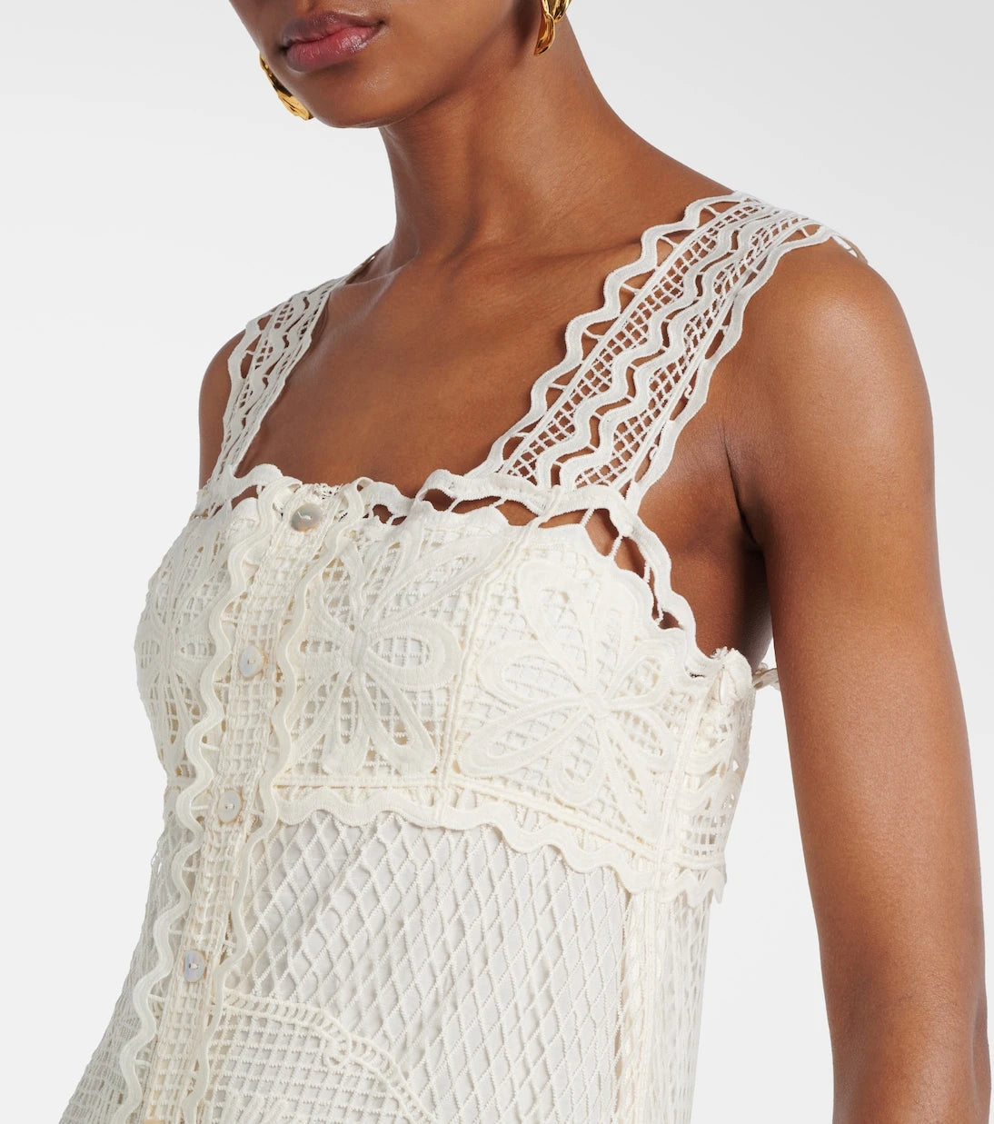 Farm Rio - Tiered guipure lace maxi dress