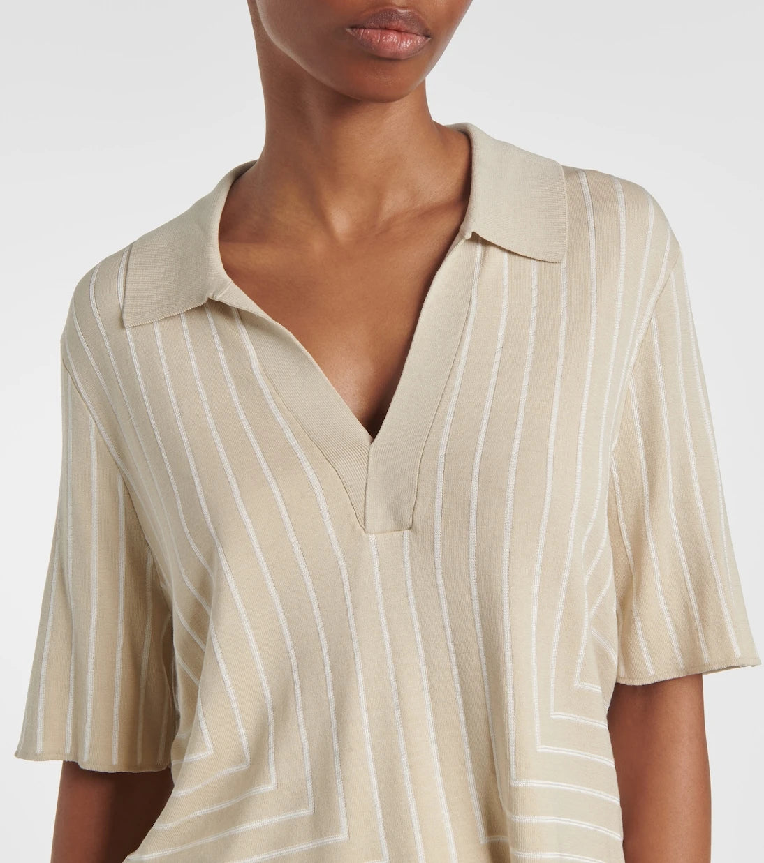 Joseph - Striped cotton and silk polo shirt
