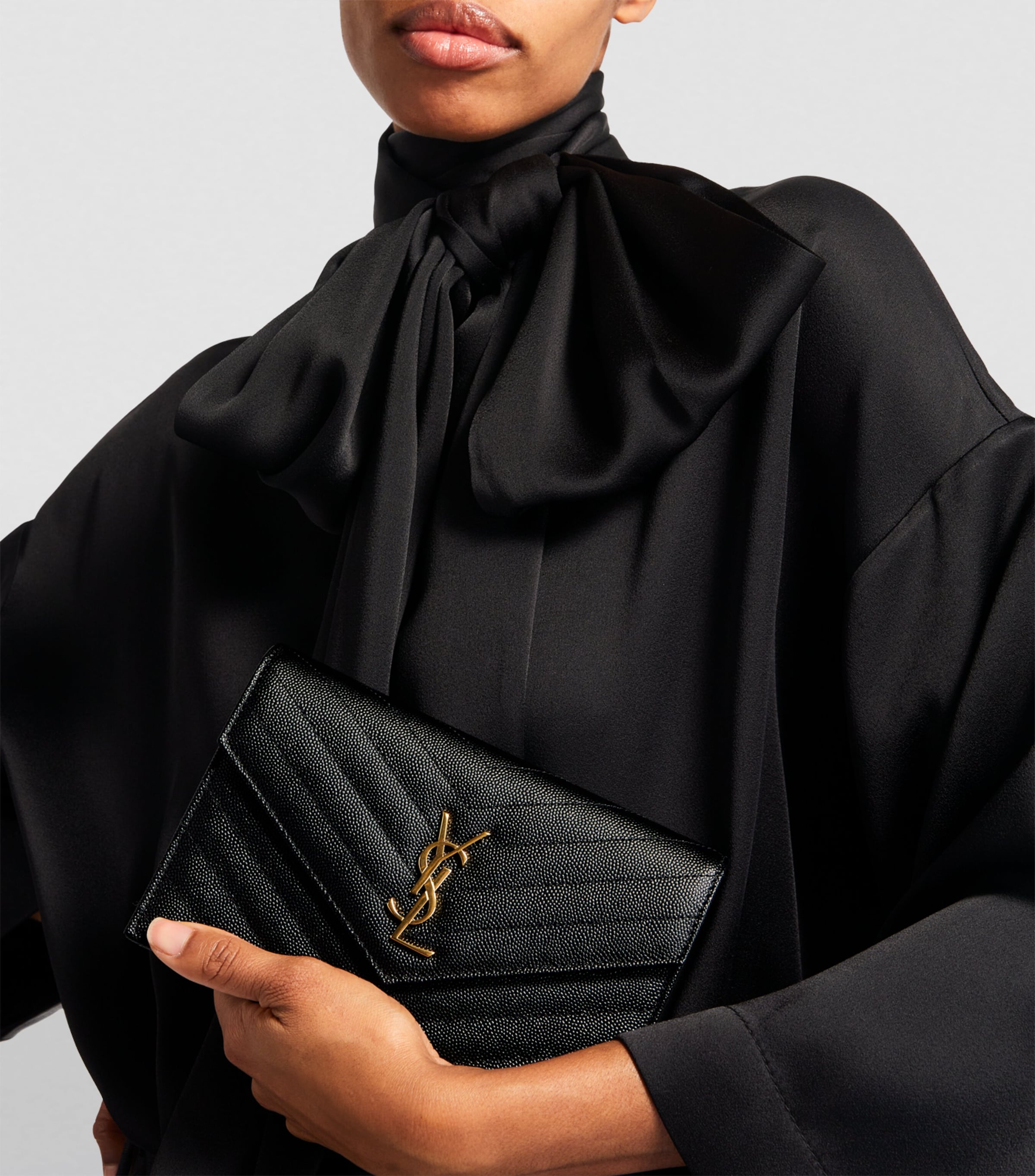 Saint Laurent Black Small Envelope Clutch Bag