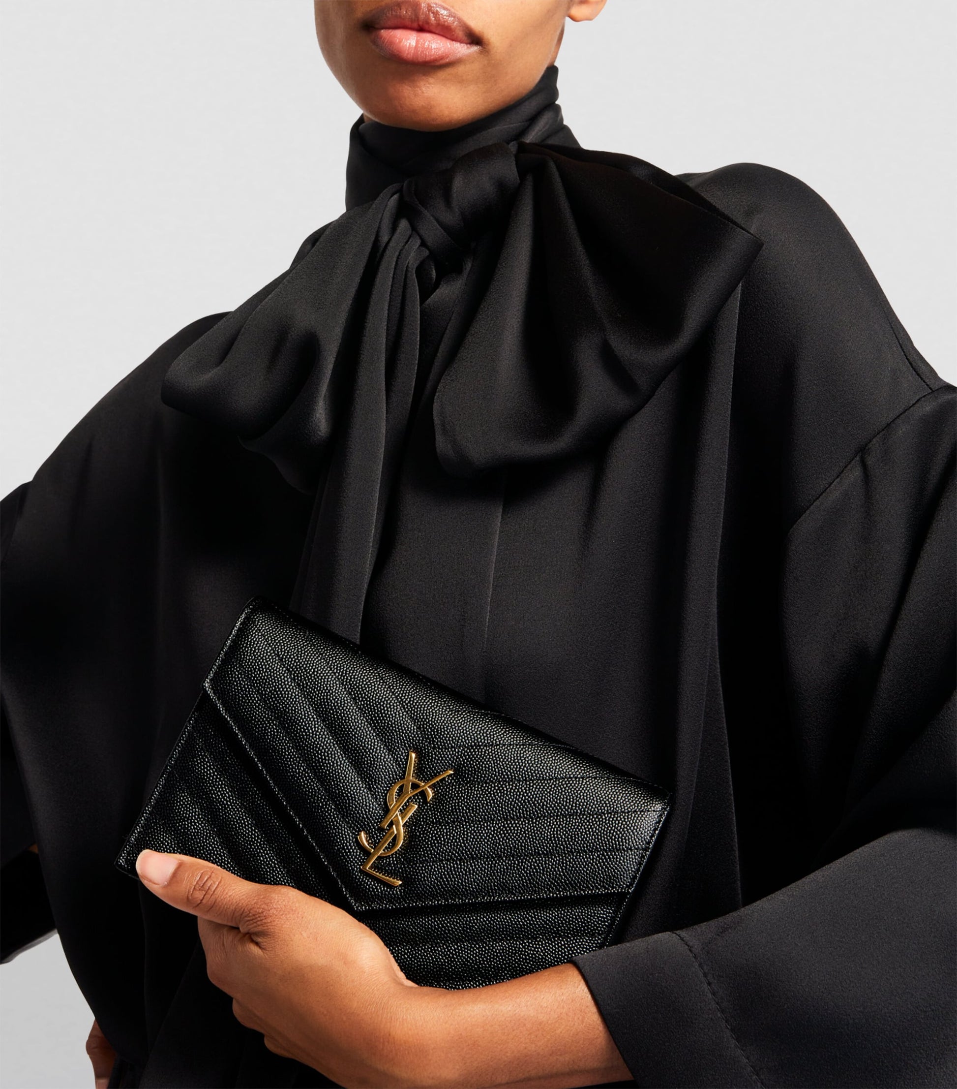 Saint Laurent Black Small Envelope Clutch Bag