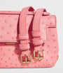 Analeena Pink Ostrich Leather Top-Handle Bag
