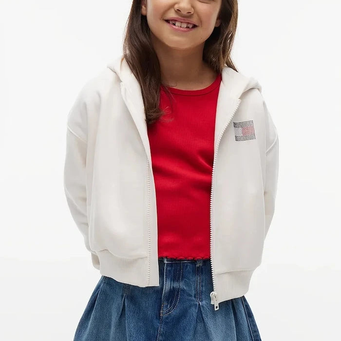 Tommy Hilfiger суичър с цип и качулка за деца с памук