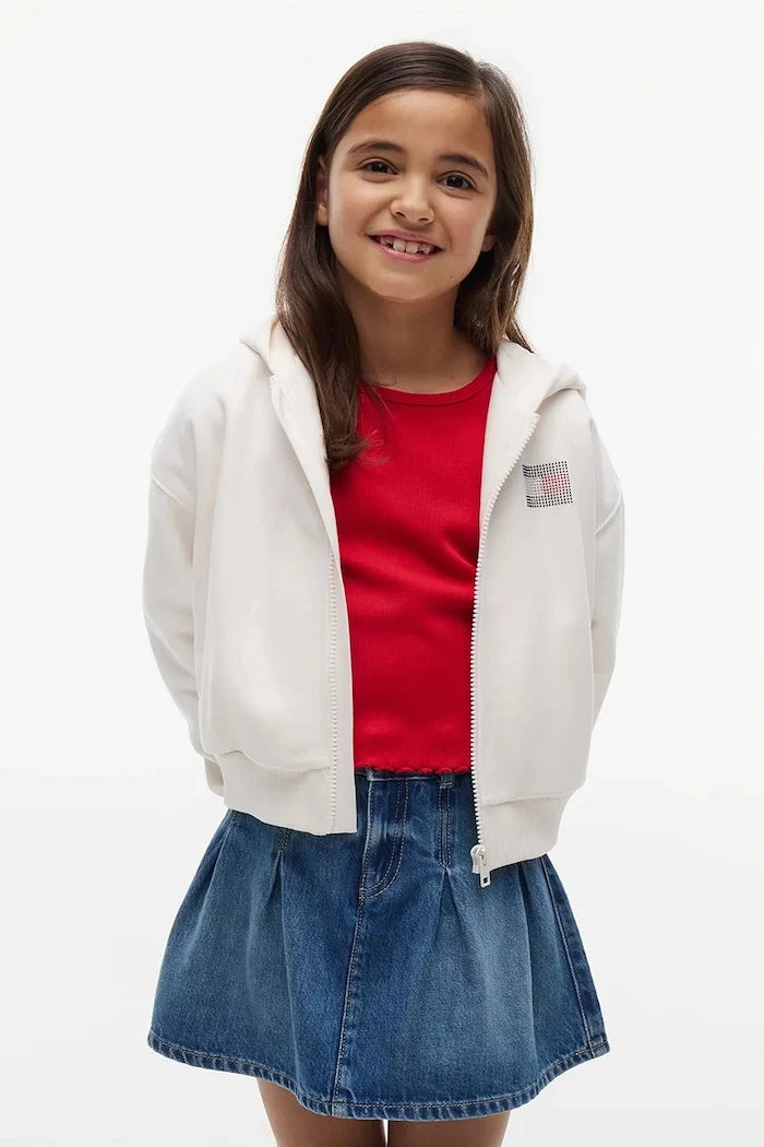 Tommy Hilfiger суичър с цип и качулка за деца с памук