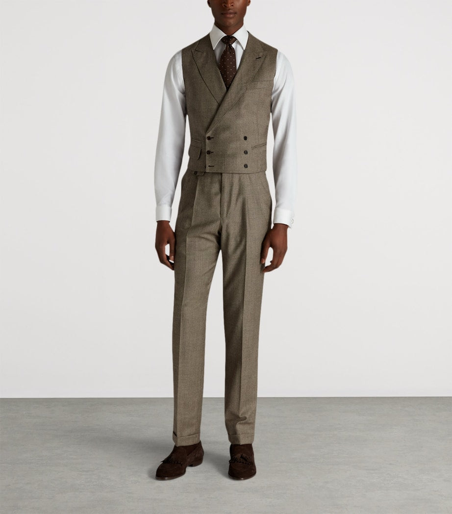 Wool Glen Check Double-Breasted Waistcoat