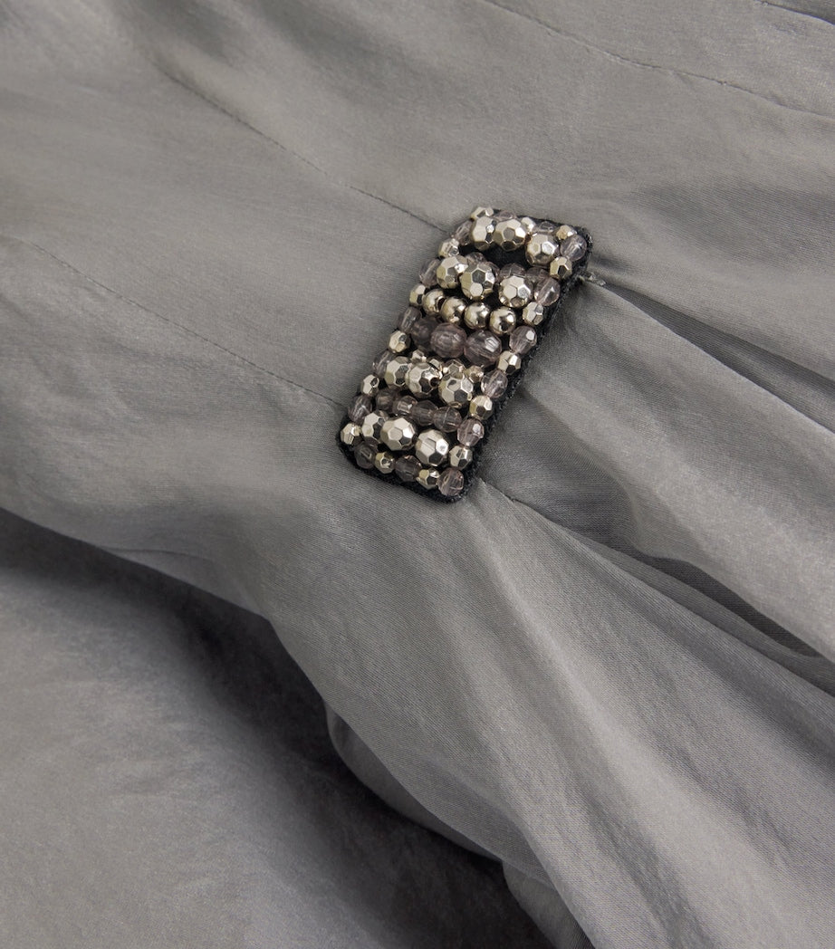 Max Mara Grey Silk-Blend Organza Midi Dress