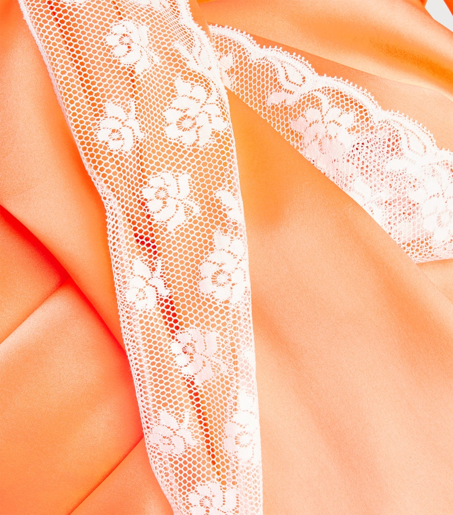 Loretta Caponi Orange Silk Lace-Detail Nightdress