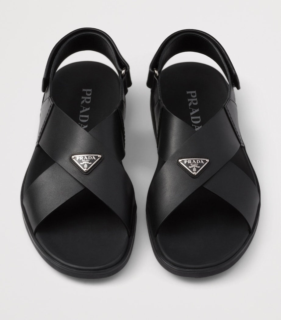 Prada Leather Crisscross Sandals