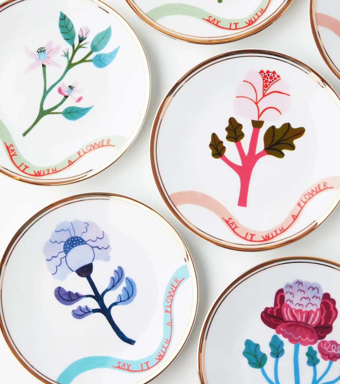 Bitossi - Flowers set of 6 dessert plates