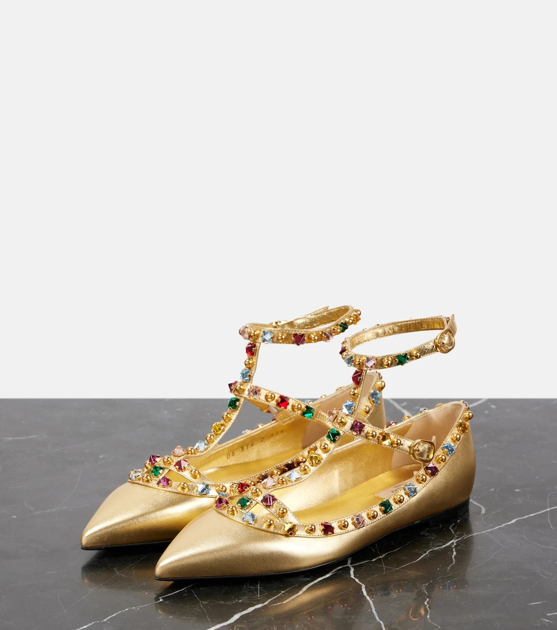 Valentino Garavani - Rockstud metallic leather ballet flats