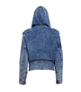 Blue Denim Hooded Biker Jacket