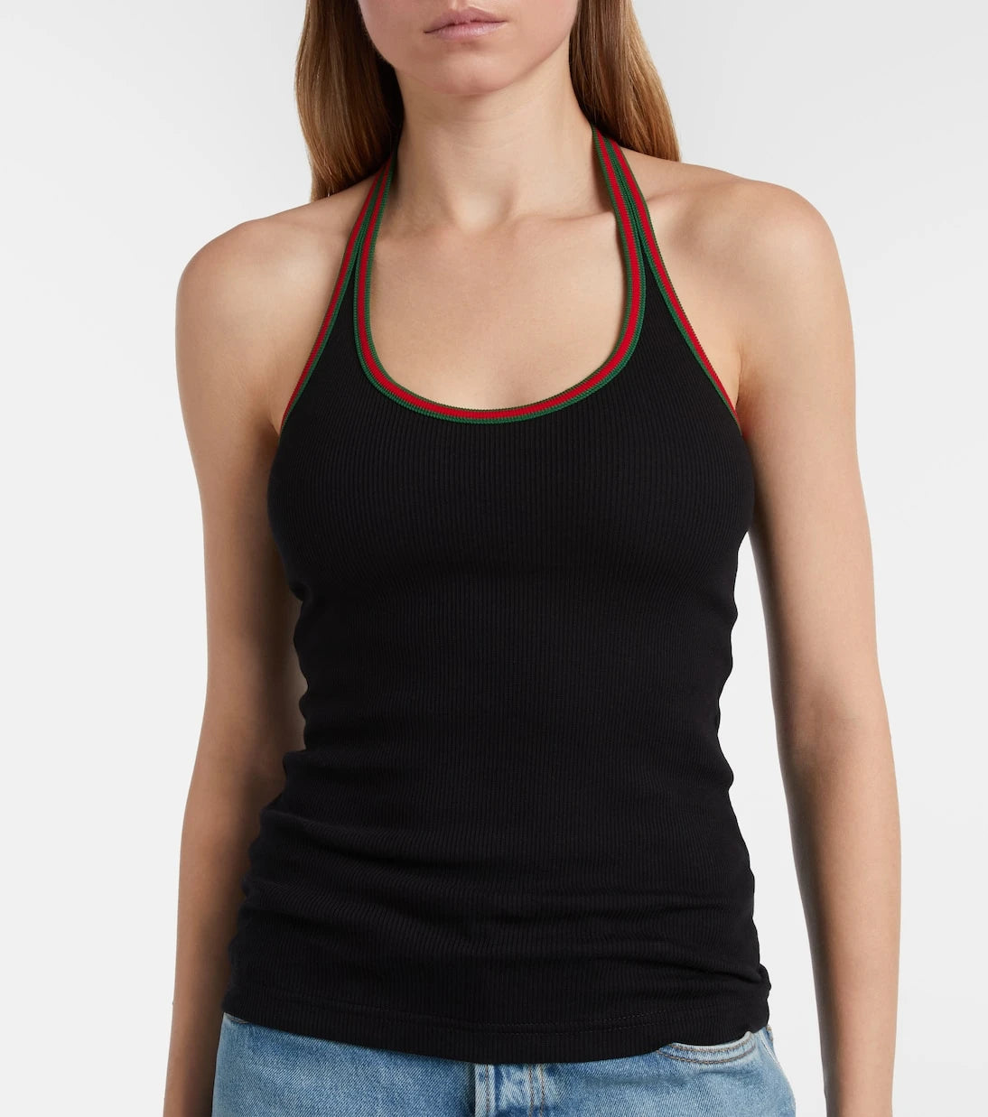 Gucci - Web Stripe cotton-blend jersey top