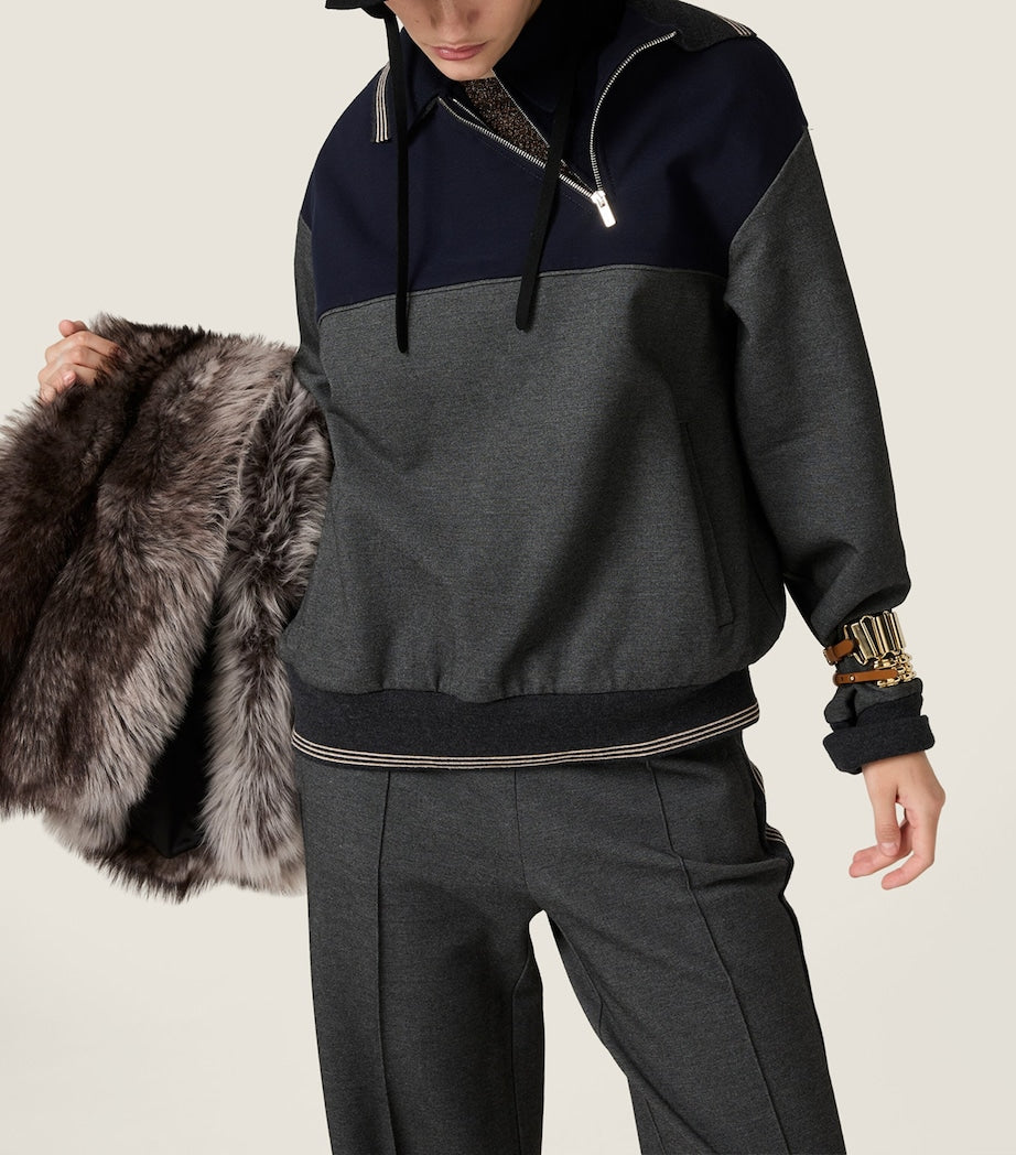 Asymmetric-Zip Polo Sweatshirt