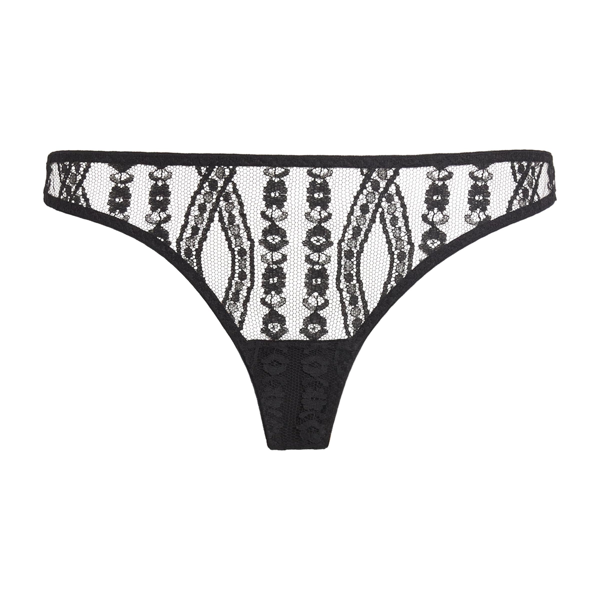 Coco De Mer Black Velvet-Lace Kiana Skirted Thong
