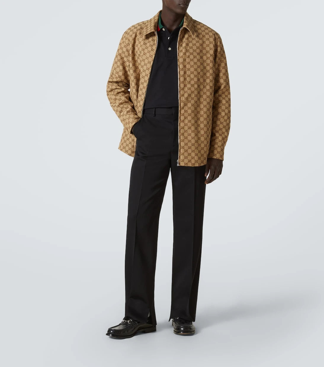 Gucci - قميص علوي من مزيج القطن وقماش GG