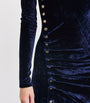 Paco Rabanne Navy Velvet Asymmetric Midi Dress