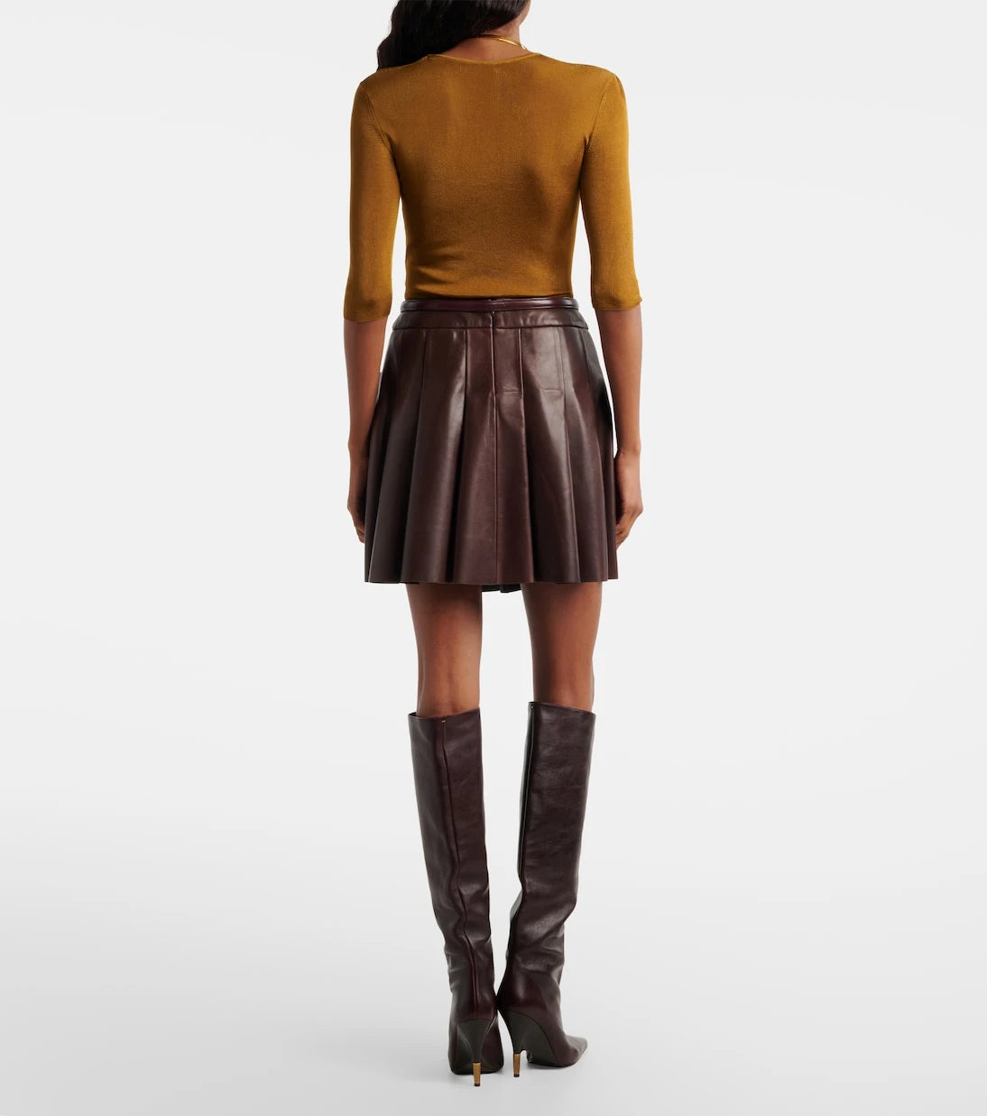 Nour Hammour - Pleated leather miniskirt