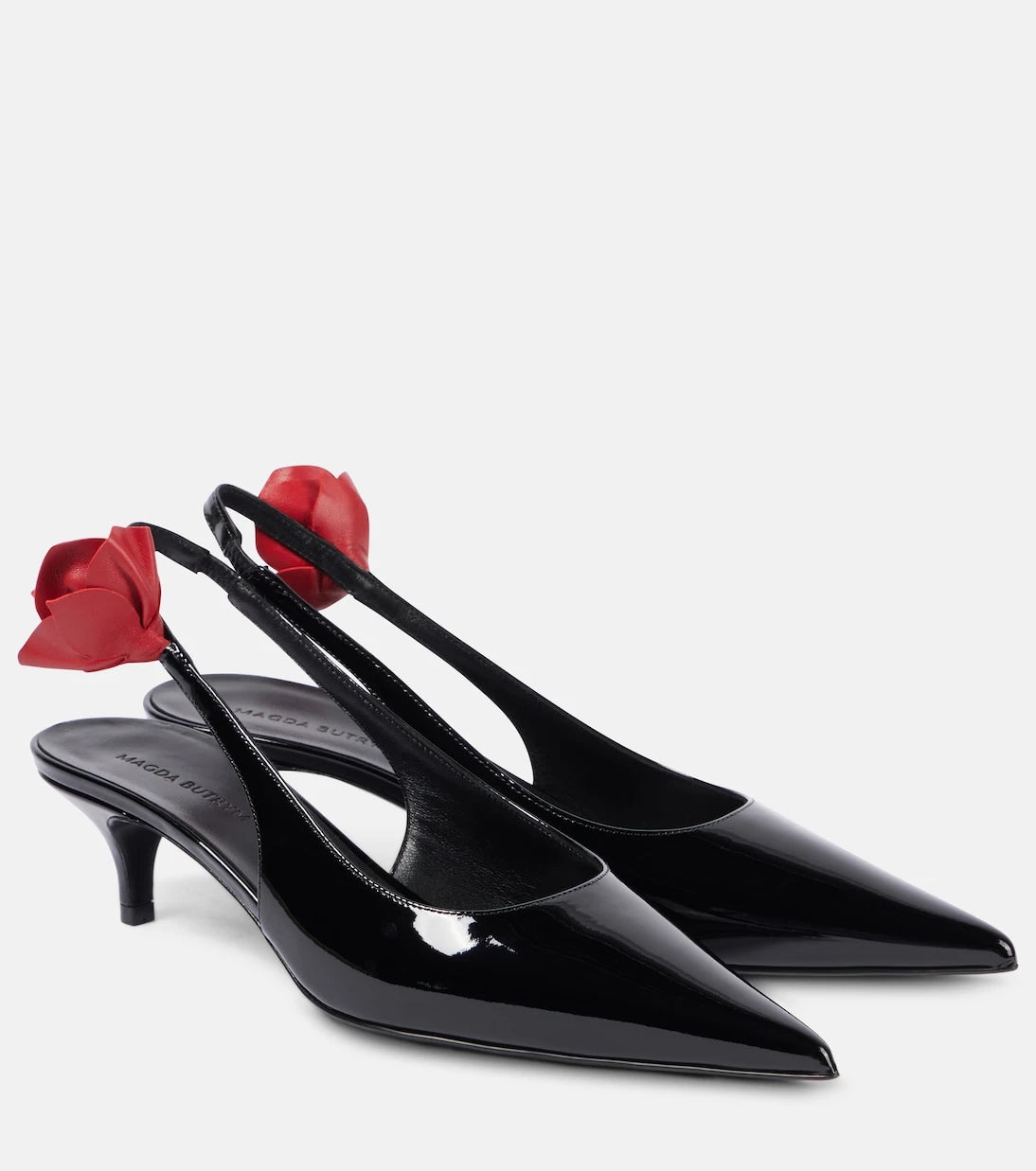 Magda Butrym - Floral-appliqué leather slingback pumps