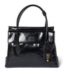Black Leather Solitaire Top-Handle Bag