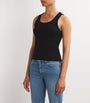 Maje Black Stretch-Cotton Rib-Knit Tank Top