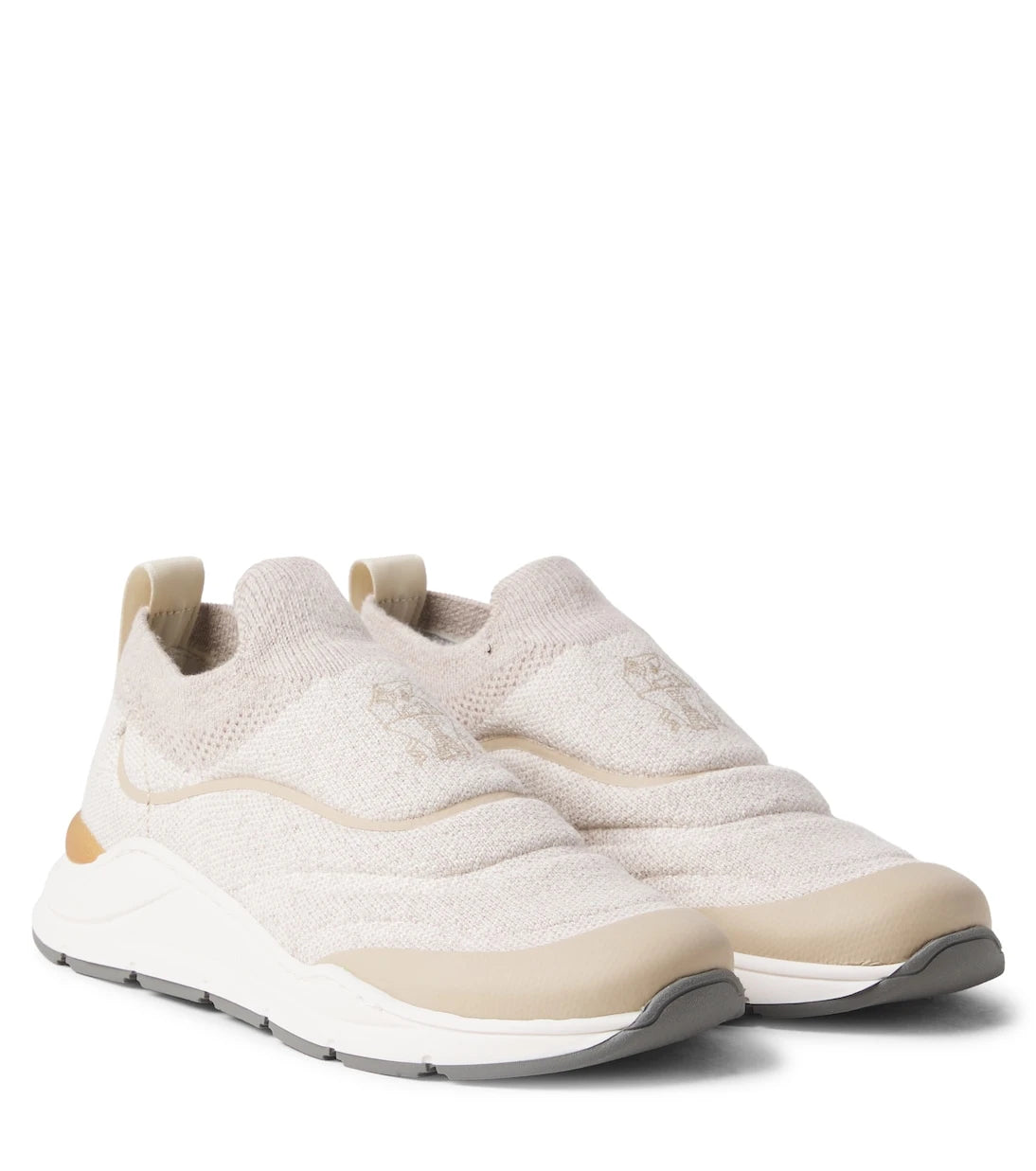 Brunello Cucinelli Kids - Logo knitted slip-on sneakers
