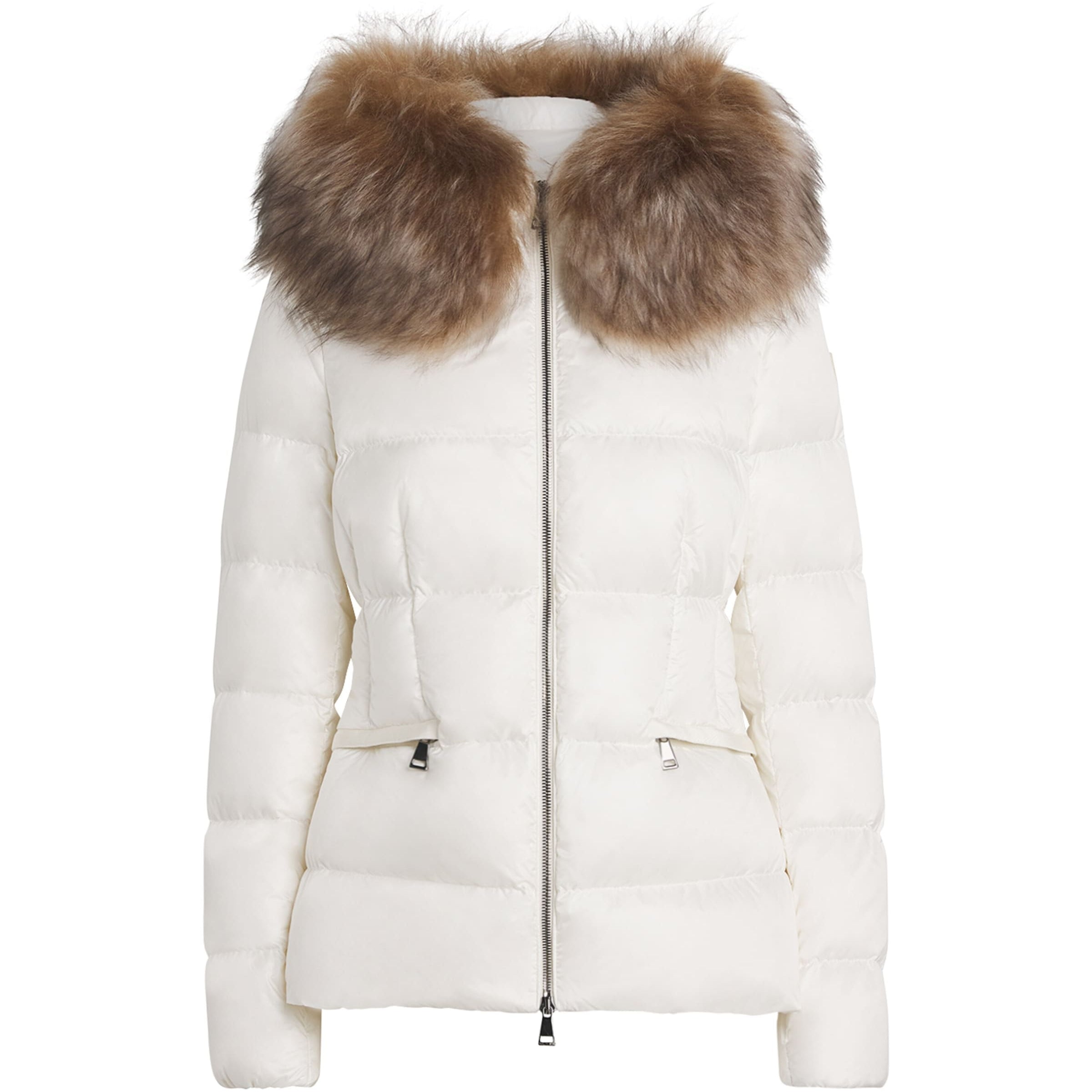 Moncler Beige Shearling-Trim Boed Puffer Jacket