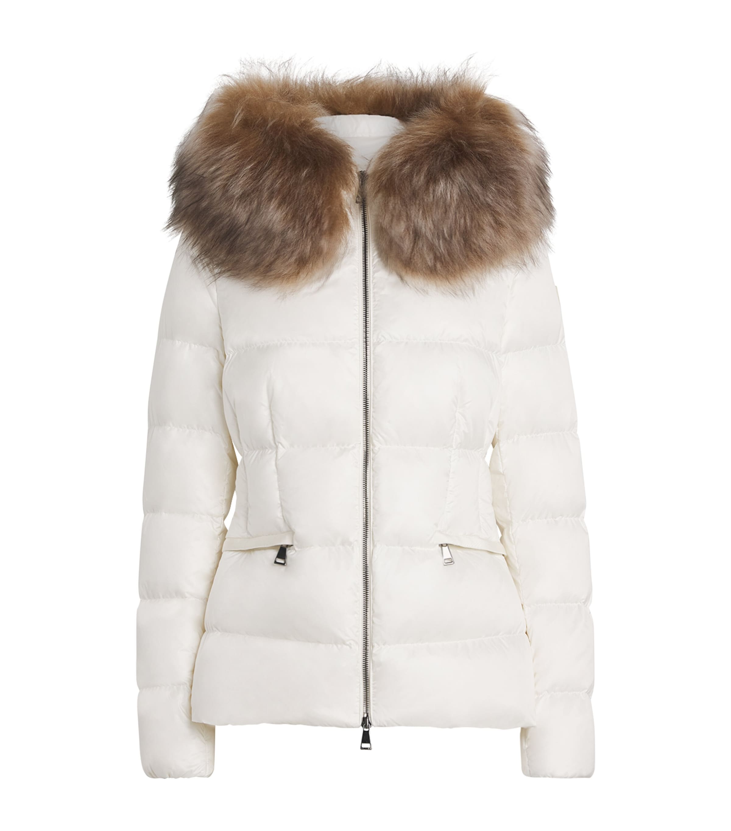 Moncler Beige Shearling-Trim Boed Puffer Jacket