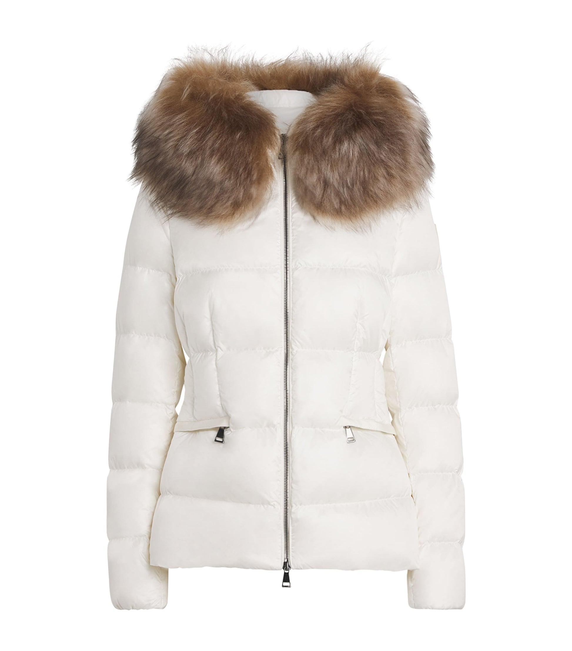 Moncler Beige Shearling-Trim Boed Puffer Jacket