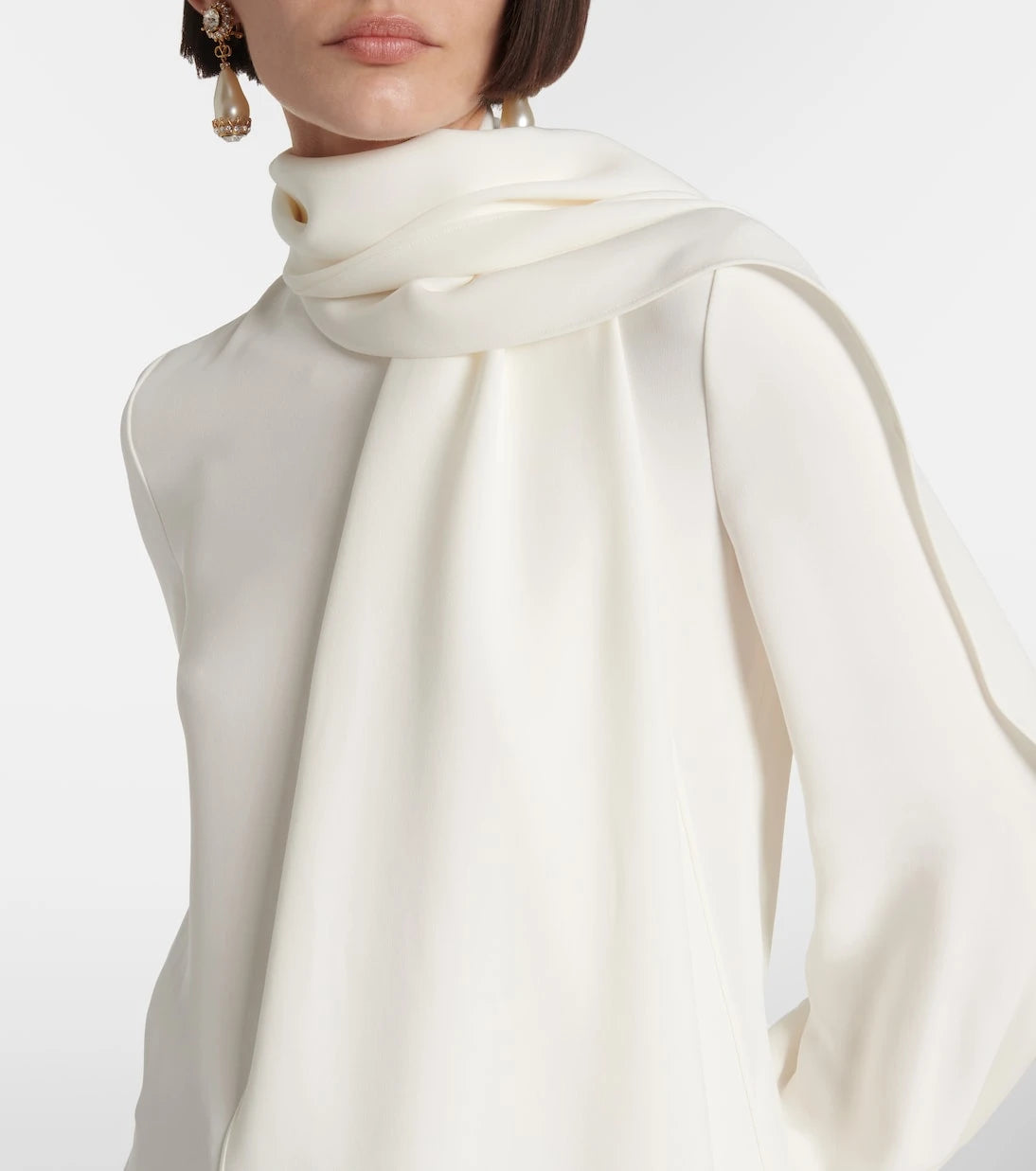 Valentino - Feather-trimmed silk top