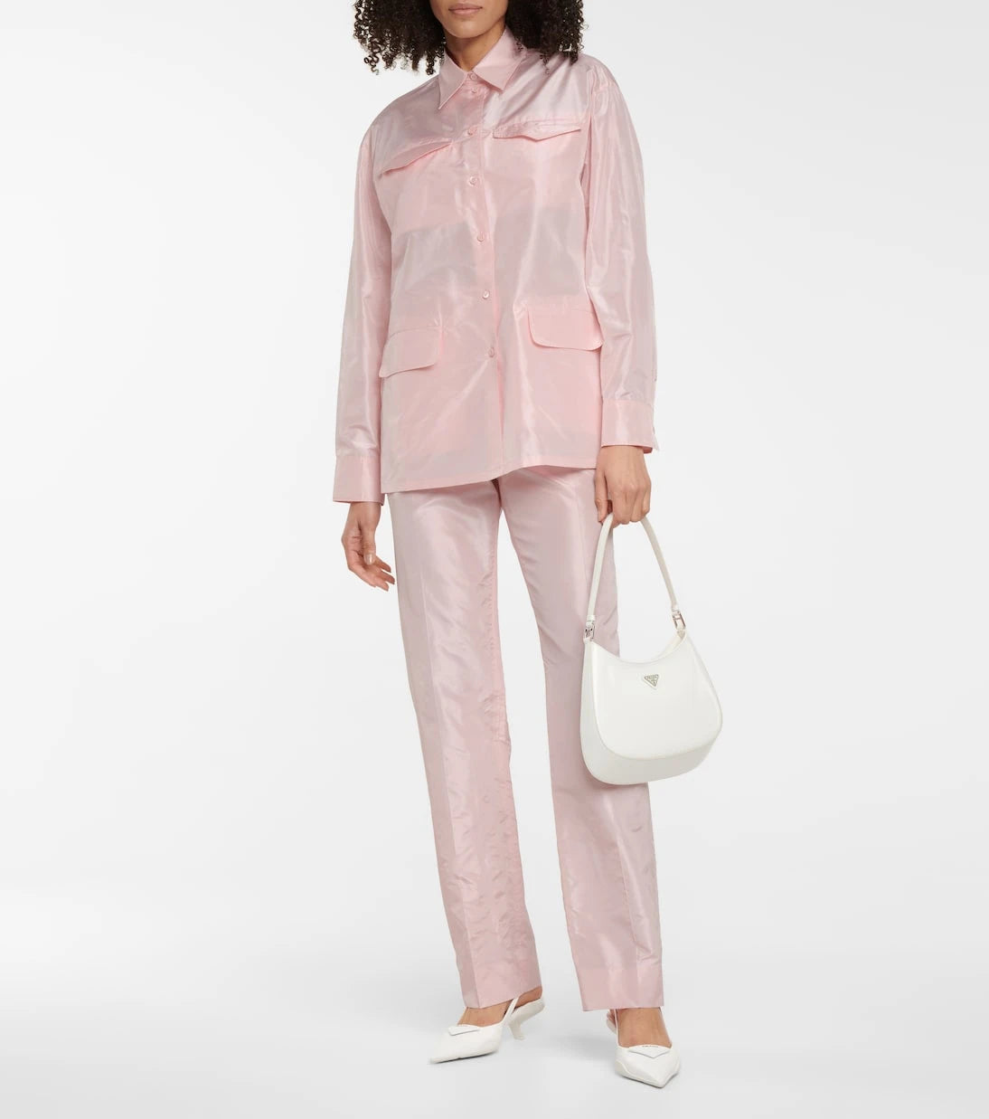 Prada - High-rise straight silk taffeta pants