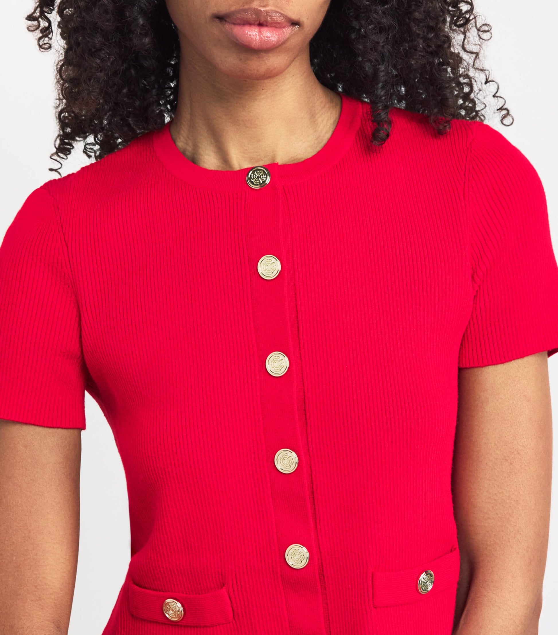 Red Cropped Cardigan