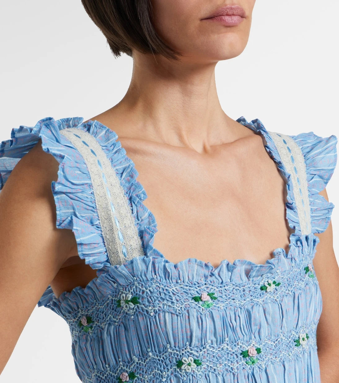 Rixo - Aubrie lace-trimmed cotton midi dress