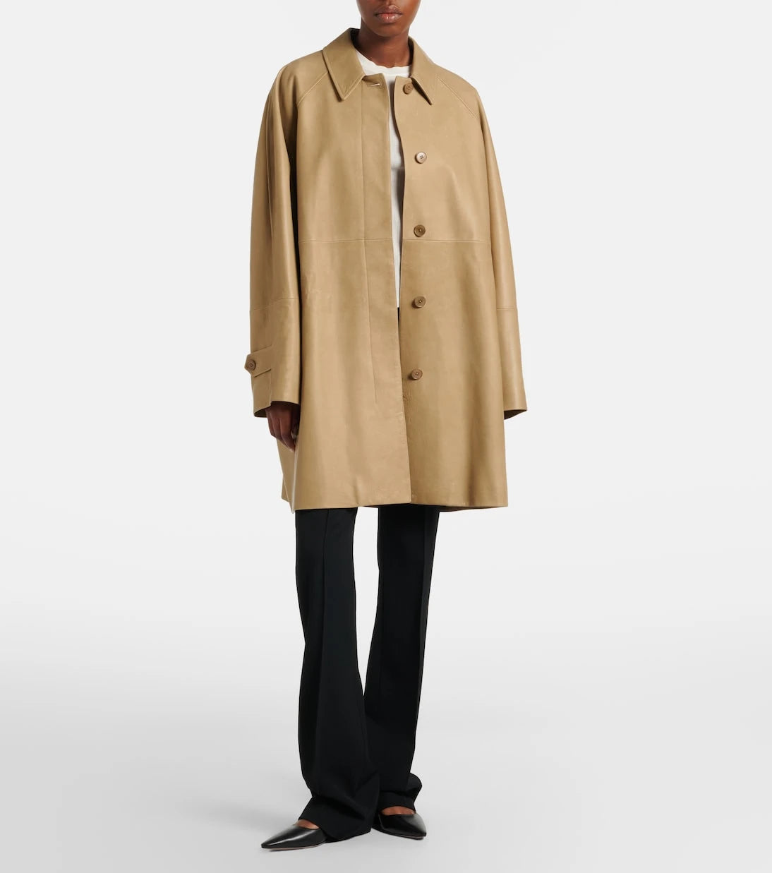 The Row - Amaya belted leather car coat