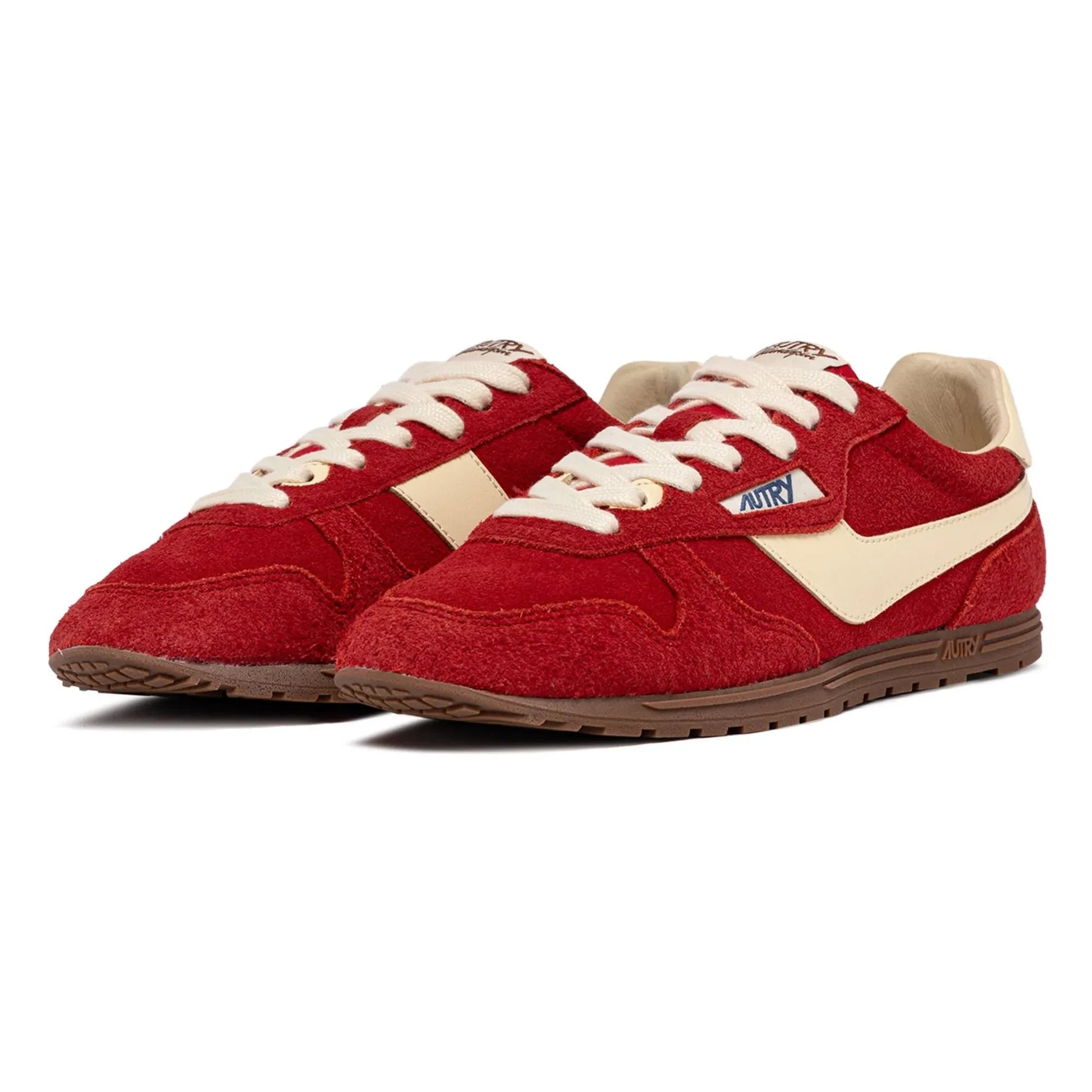 Autry - Windspin Low Two-tone Suede and Leather Basket | Red