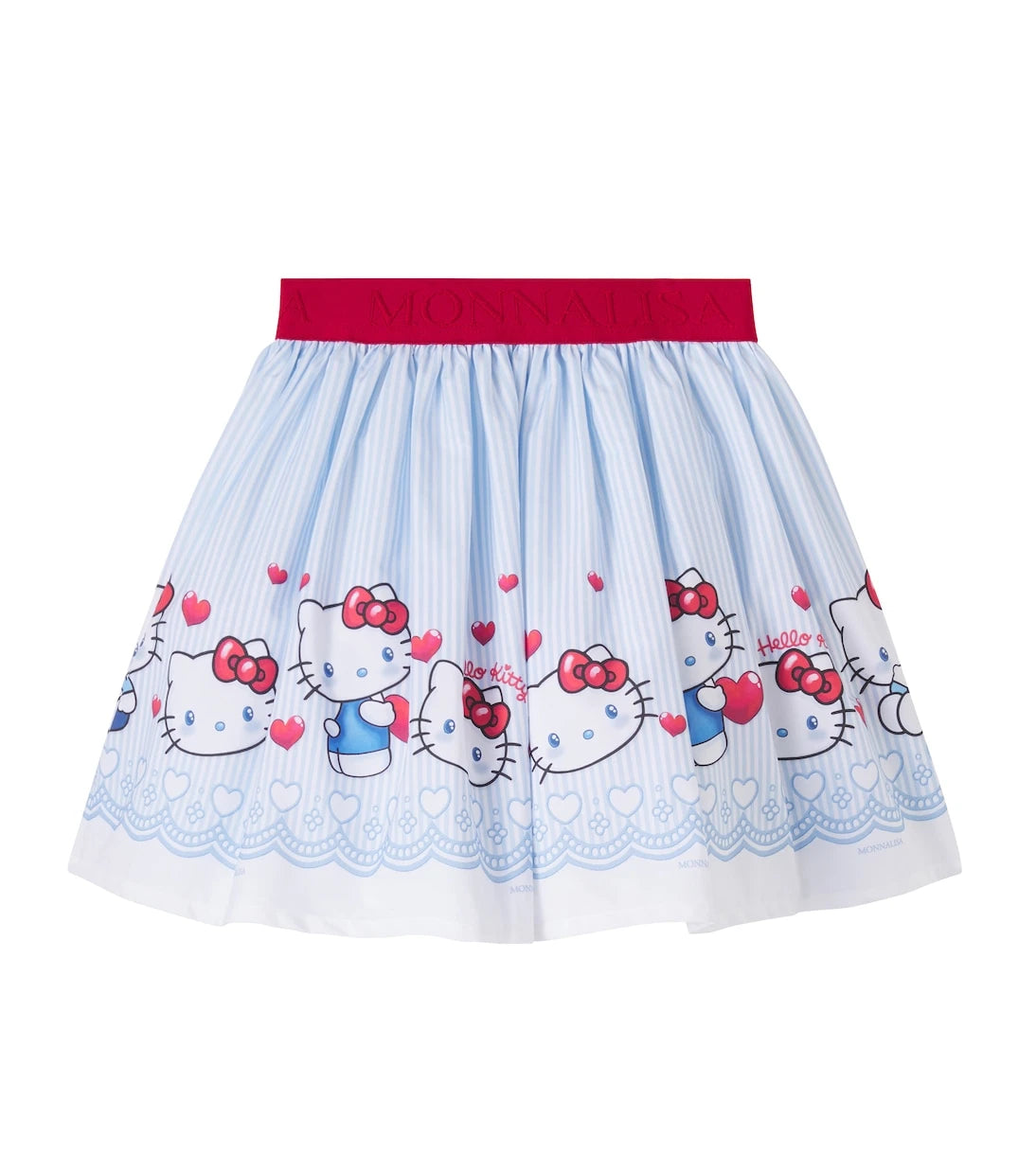 Monnalisa - تنورة قطنية مخططة بتصميم Hello Kitty