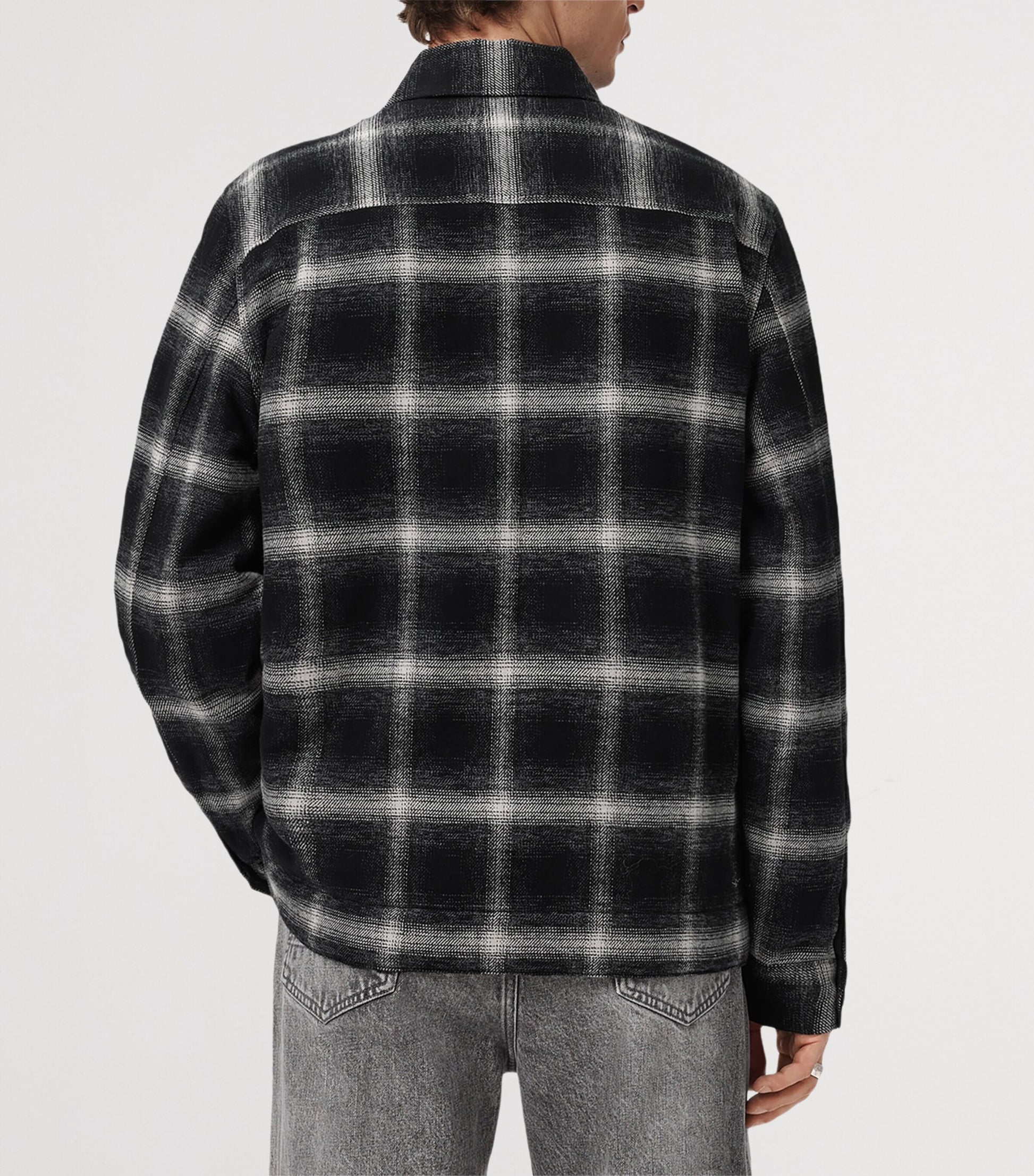 Black Organic Cotton Check Bayo Jacket