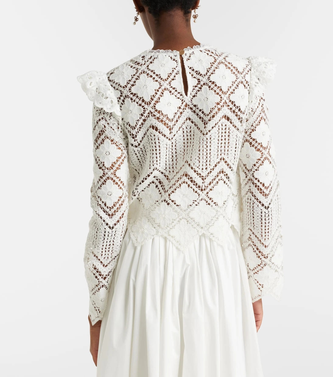 Self-Portrait - Crochet ruffled top