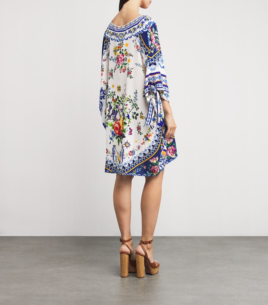 Blue Silk Tiles Darls Short Kaftan