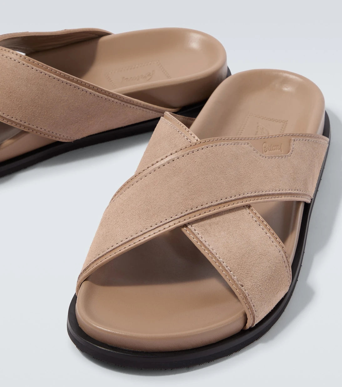 Brioni - Leather-trimmed suede sandals
