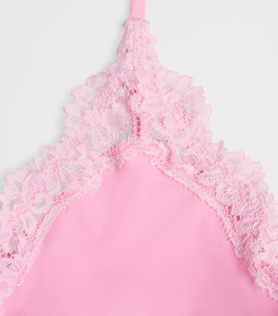 Skims Pink Lace-Trim Fits Everybody Scoop-Neck Bralette