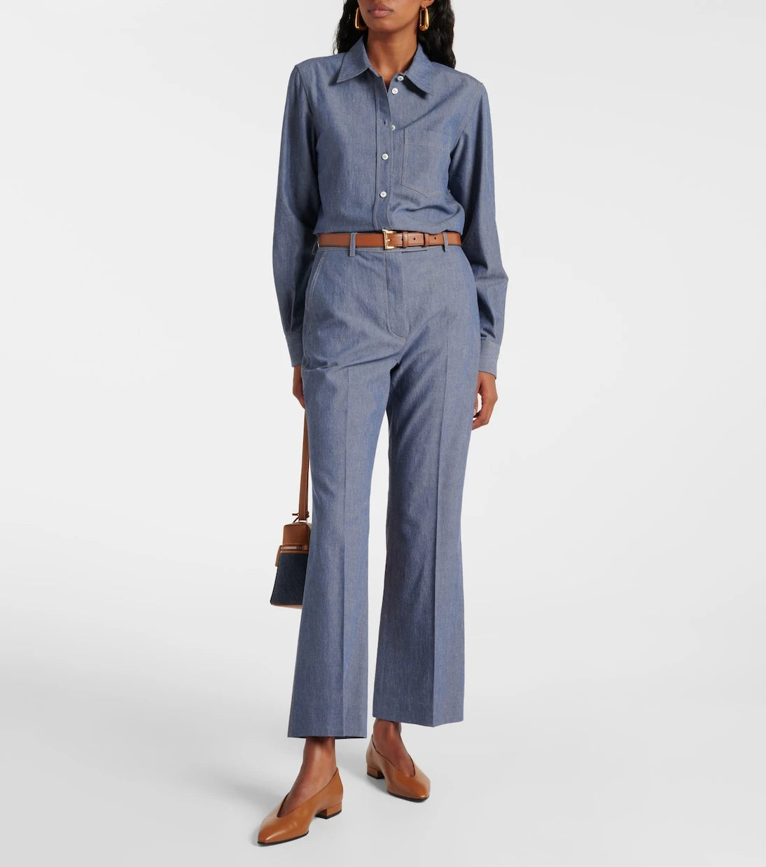 Loro Piana - بنطلون ناش شامبراي واسع