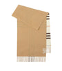 Burberry White Cashmere Wide Reversible EKD Scarf